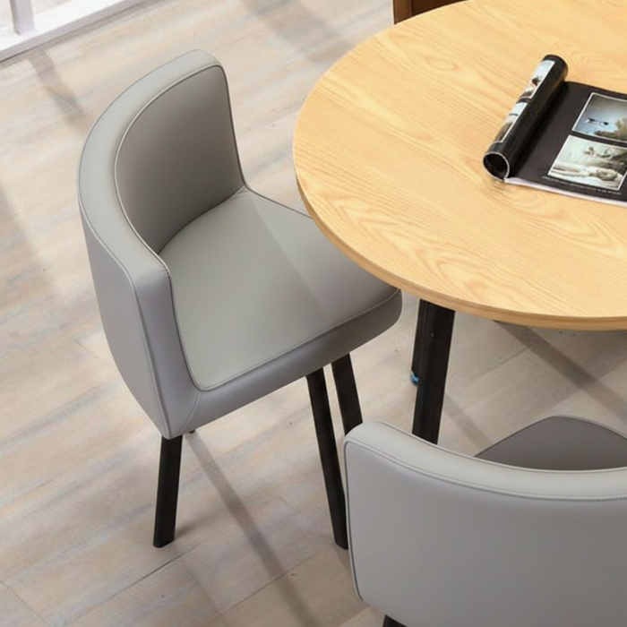 VLADI SET 4X SVJETLO SIVA STOLICA PU + BIJELI STOL