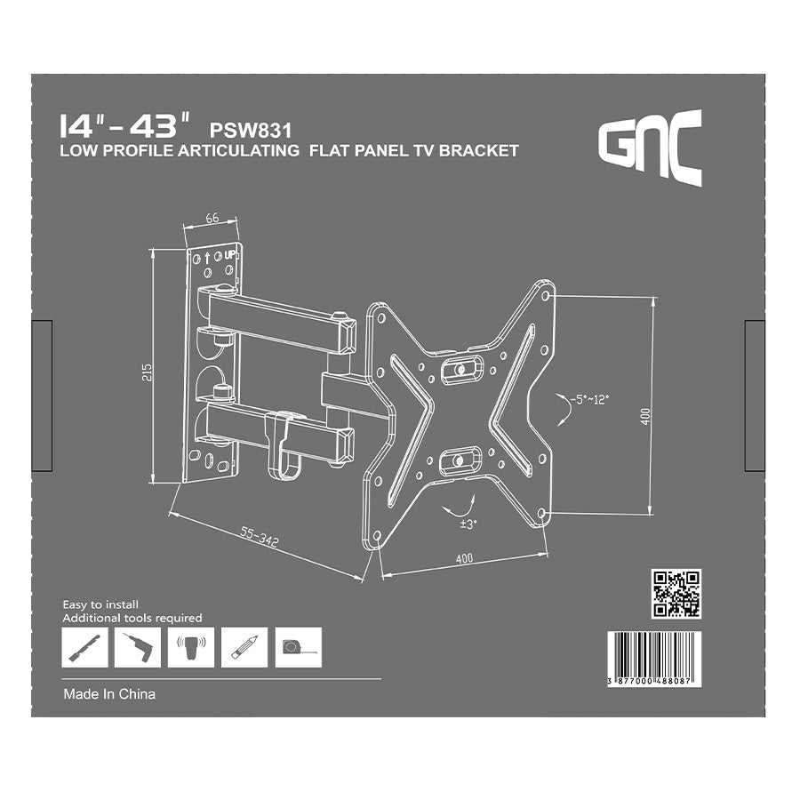 Zidni nosač GNC PSW831 14-43" Nagibni 25kg VESA