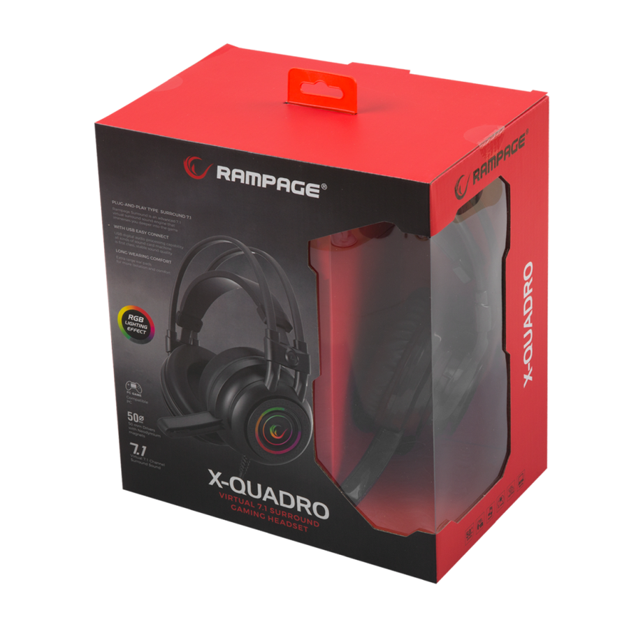 Slušalice Rampage RM-K2 X-QUADRO BLACK USB 7.1