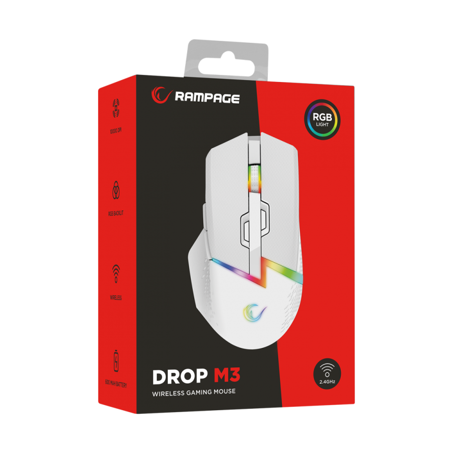 Gaming Miš Rampage Drop M3 White RGB USB