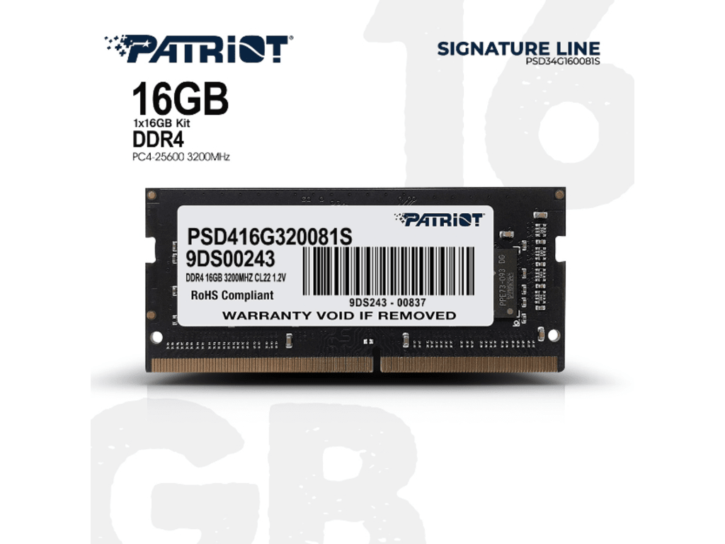 RAM Patriot Signature SODIMM DDR4 16GB 3200MHz