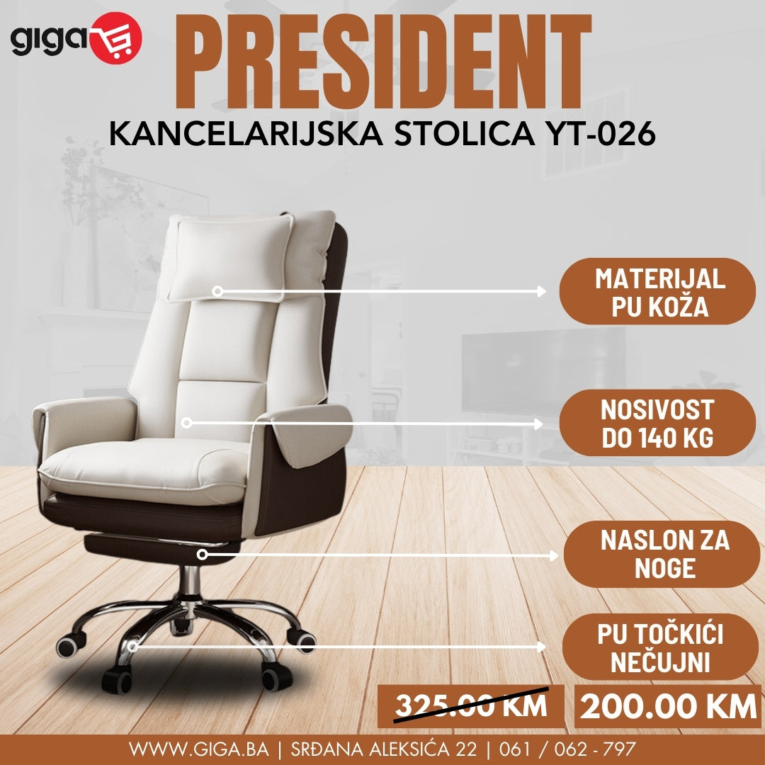 PRESIDENT KANCELARIJSKA STOLICA YT-026 BIJELA