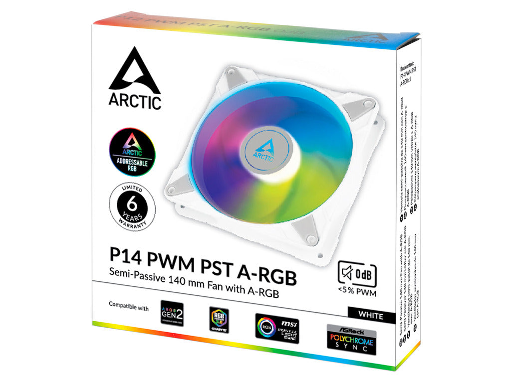 Ventilator Arctic Fan P14 PWM PST A-RGB White