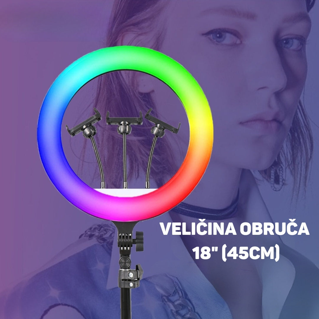 RGB LED RING LIGHT 18" 45cm STALAK STATIV 160cm