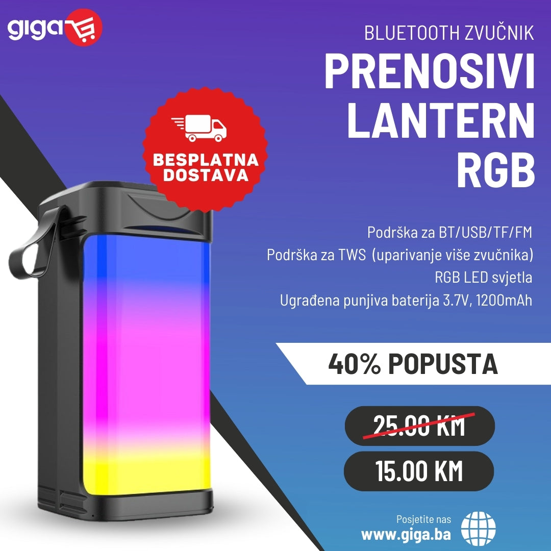 Bluetooth RGB zvučnik prenosni The Lantern