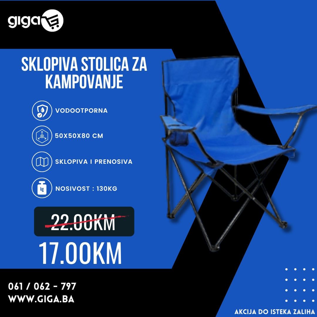 Sklopiva stolica za kampovanje PLAVA