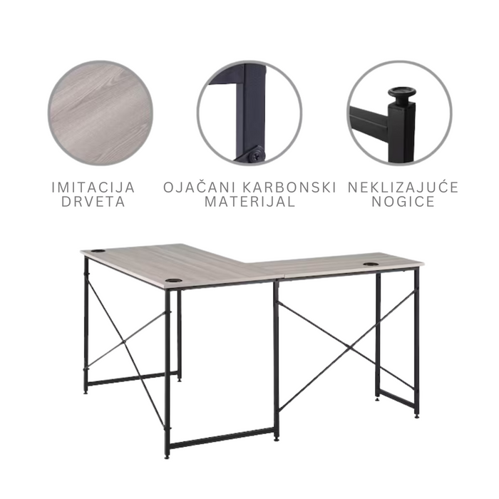 SET BRIM KANCELARIJSKI STOL SIVI + DOCK POLICA SIVA 150 CM