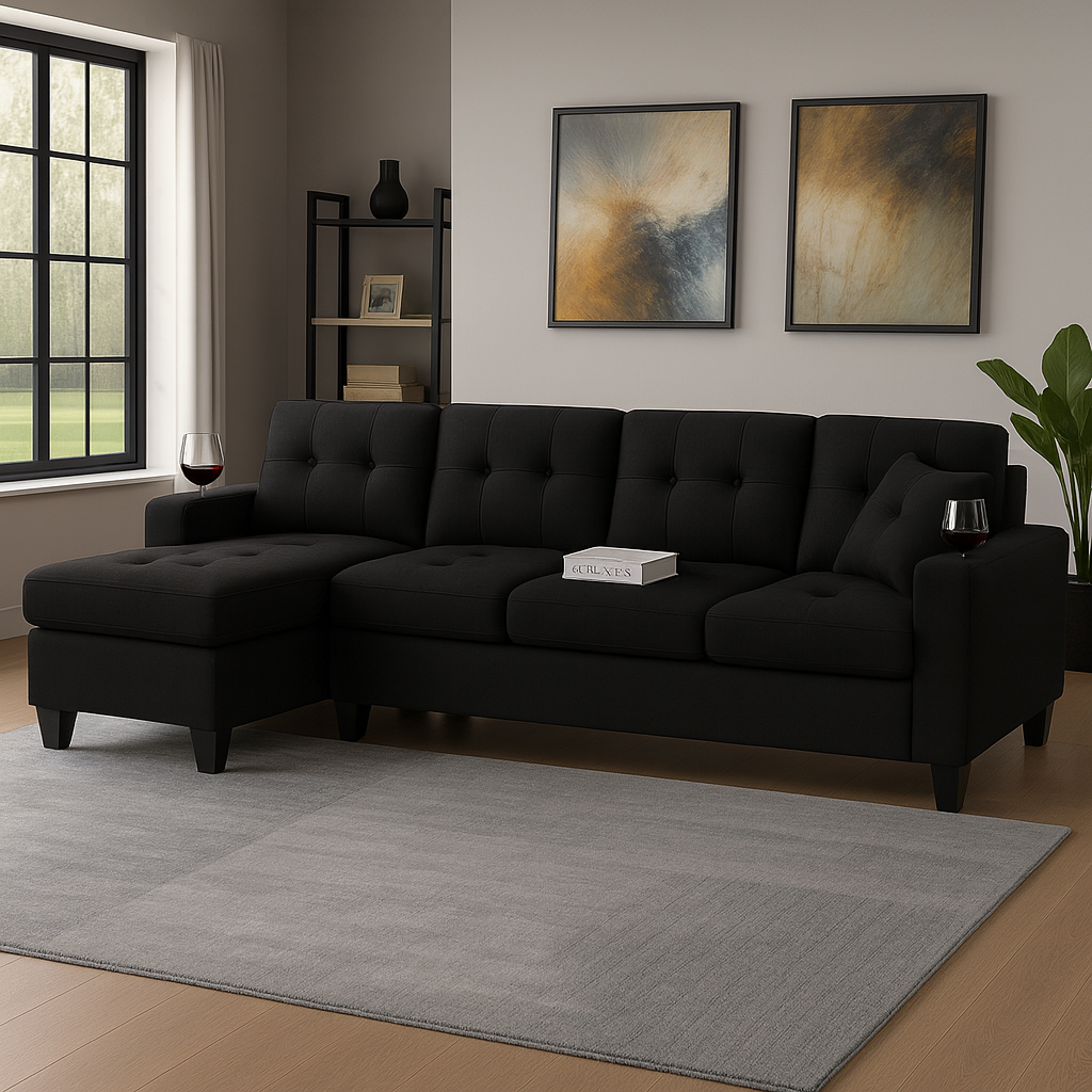 TAPLEY UGAONA GARNITURA SOFA CRNA