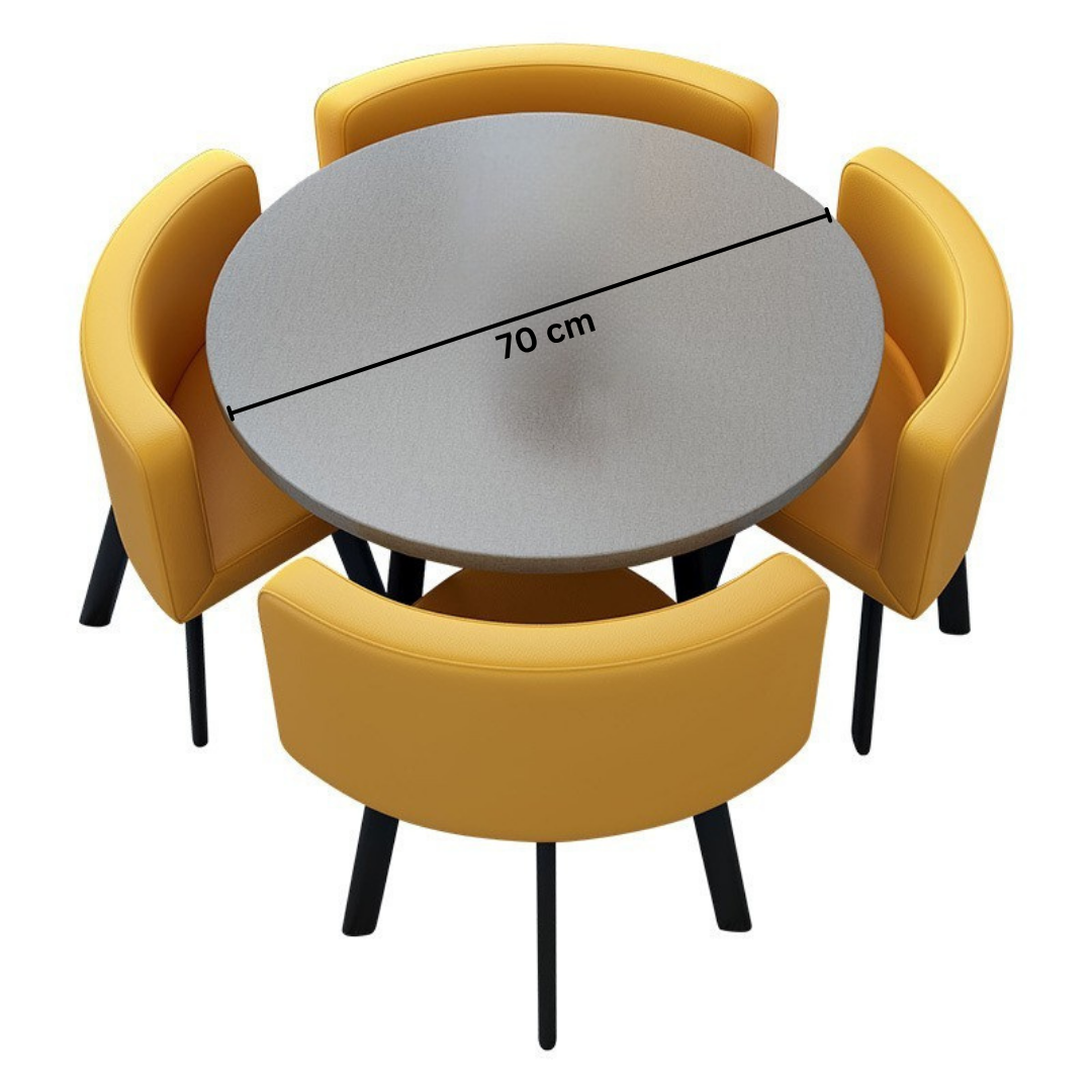 VLADI SET 4X CRNA STOLICA PU + BIJELI STOL