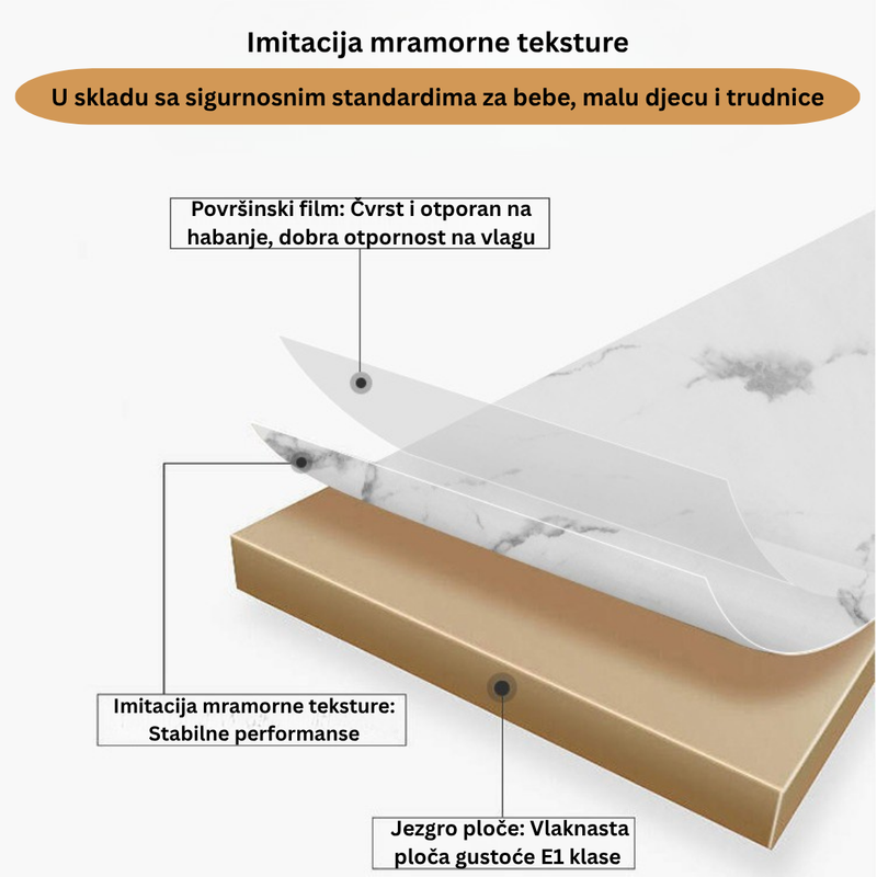 VLADI SET 4X CRNA STOLICA PU + BIJELI STOL