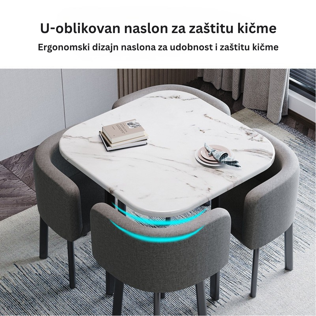 SKAYA SET 4X SMEĐA STOLICA PU + SMEĐI STOL