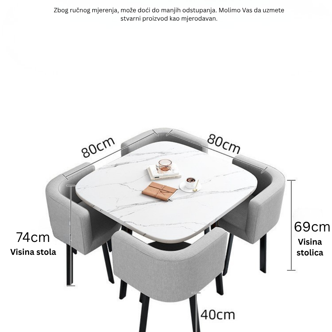 SKAYA SET 4X SMEĐA STOLICA PU + SMEĐI STOL