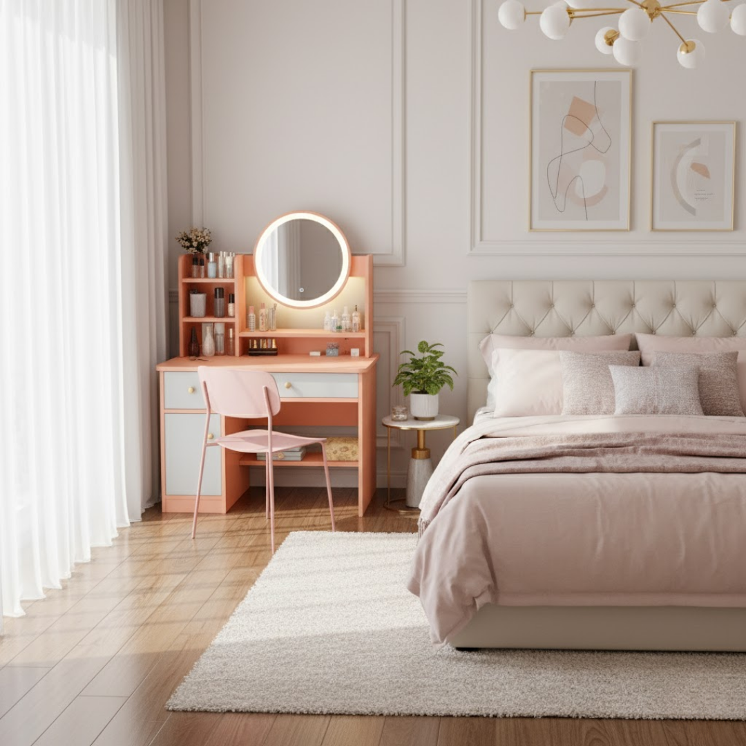 THALIA STOL SMINKANJE 80 CM ROZI + ROZA CHARM STOLICA