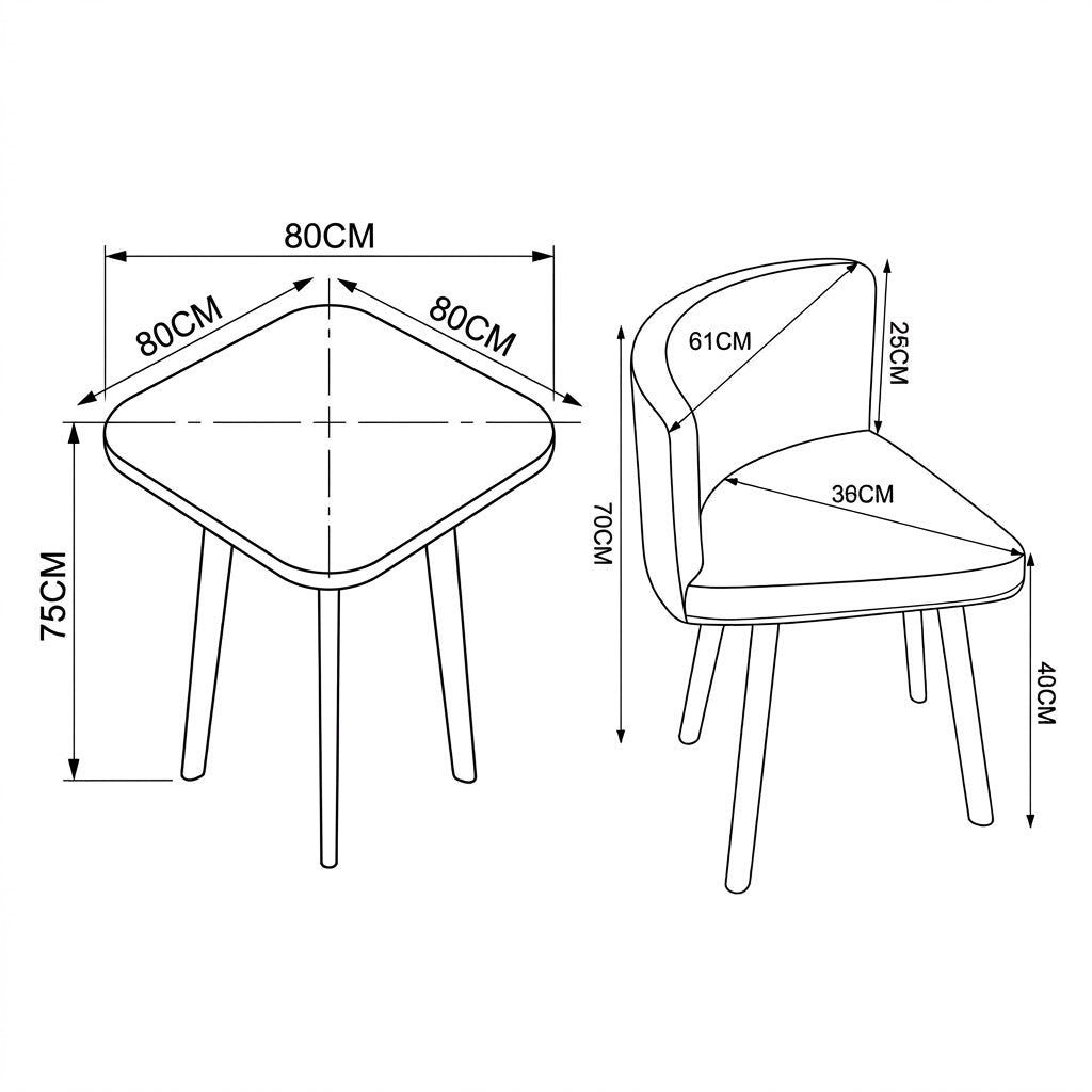 SKAYA SET 4X CRNA STOLICA PLATNO + BIJELI STOL