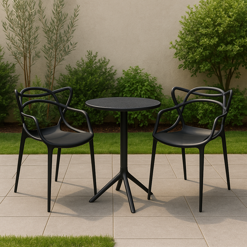 BASTENSKI SET ZEVA STOL + 2X RUNE STOLICA CRNA