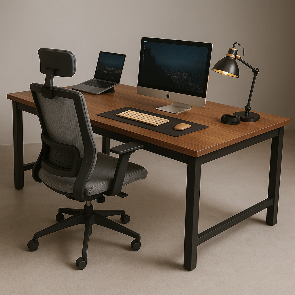 SET EOS KANCELARIJSKI RADNI STOL CRNI + COMFORT ergonomska stolica YT-588 CRNA-SIVA