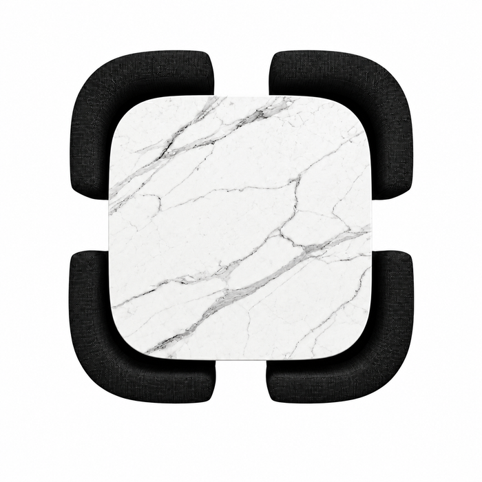 SKAYA SET 4X CRNA STOLICA PLATNO + BIJELI STOL
