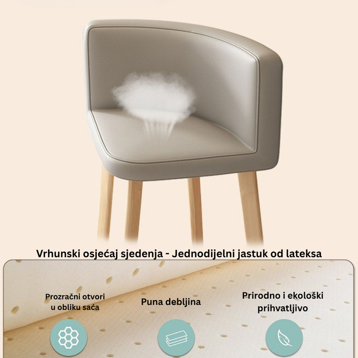 VLADI SET 4X CRNA STOLICA PLATNO + CRNI KAMENI STOL