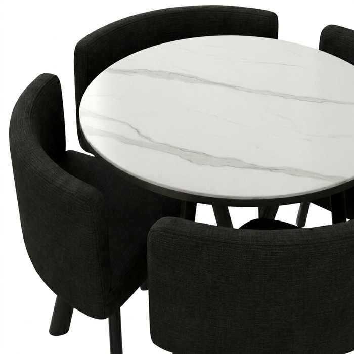 VLADI SET 4X CRNA STOLICA PLATNO + BIJELI STOL