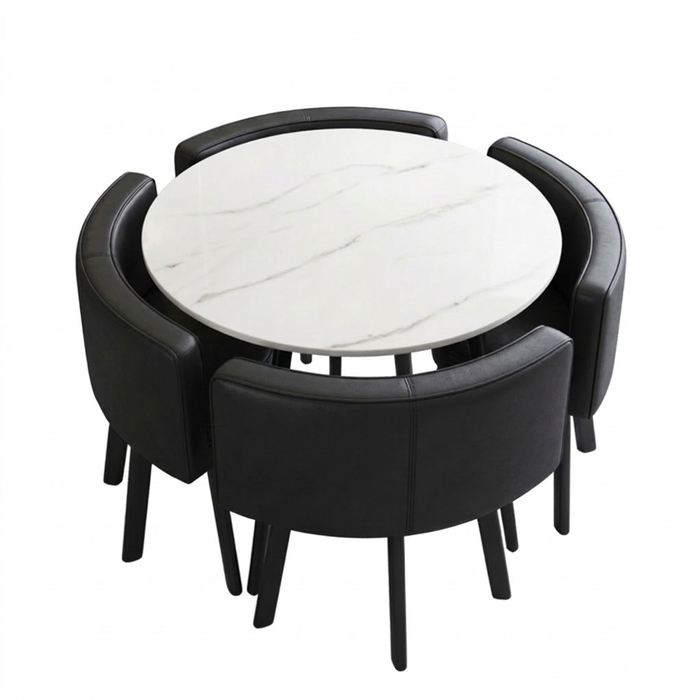 VLADI SET 4X CRNA STOLICA PU + BIJELI STOL