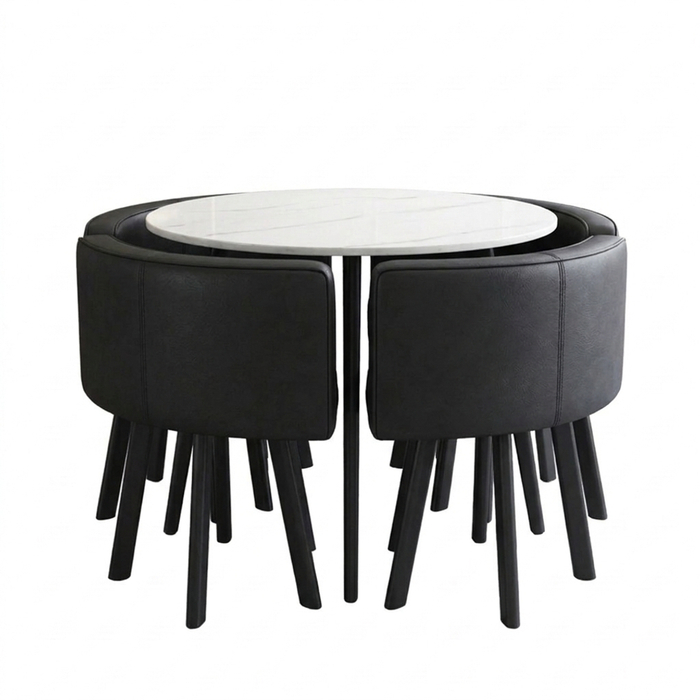VLADI SET 4X CRNA STOLICA PU + BIJELI STOL