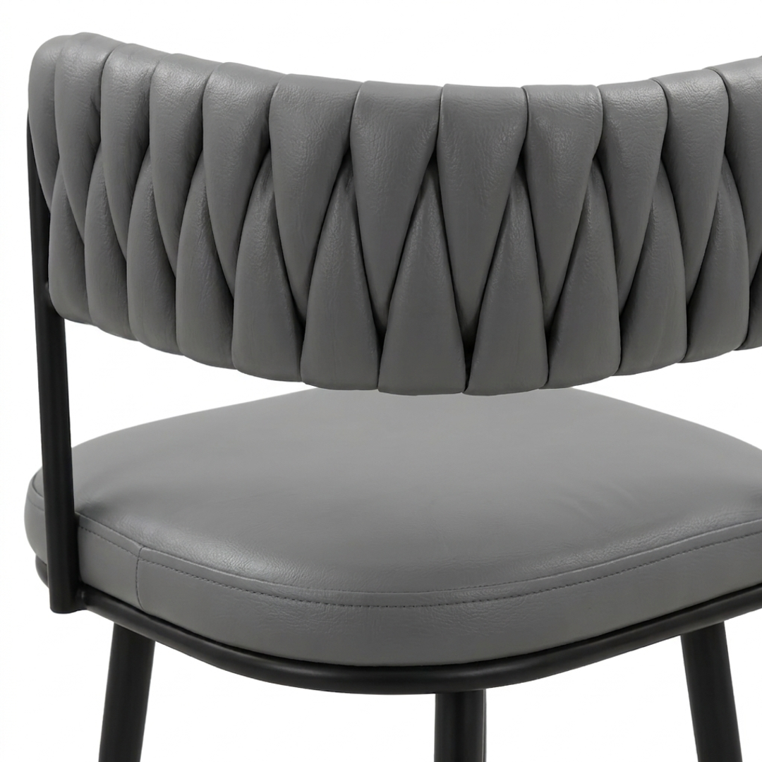MEZZON SET 6X SIVA STOLICA PU + SIVI KAMENI STOL