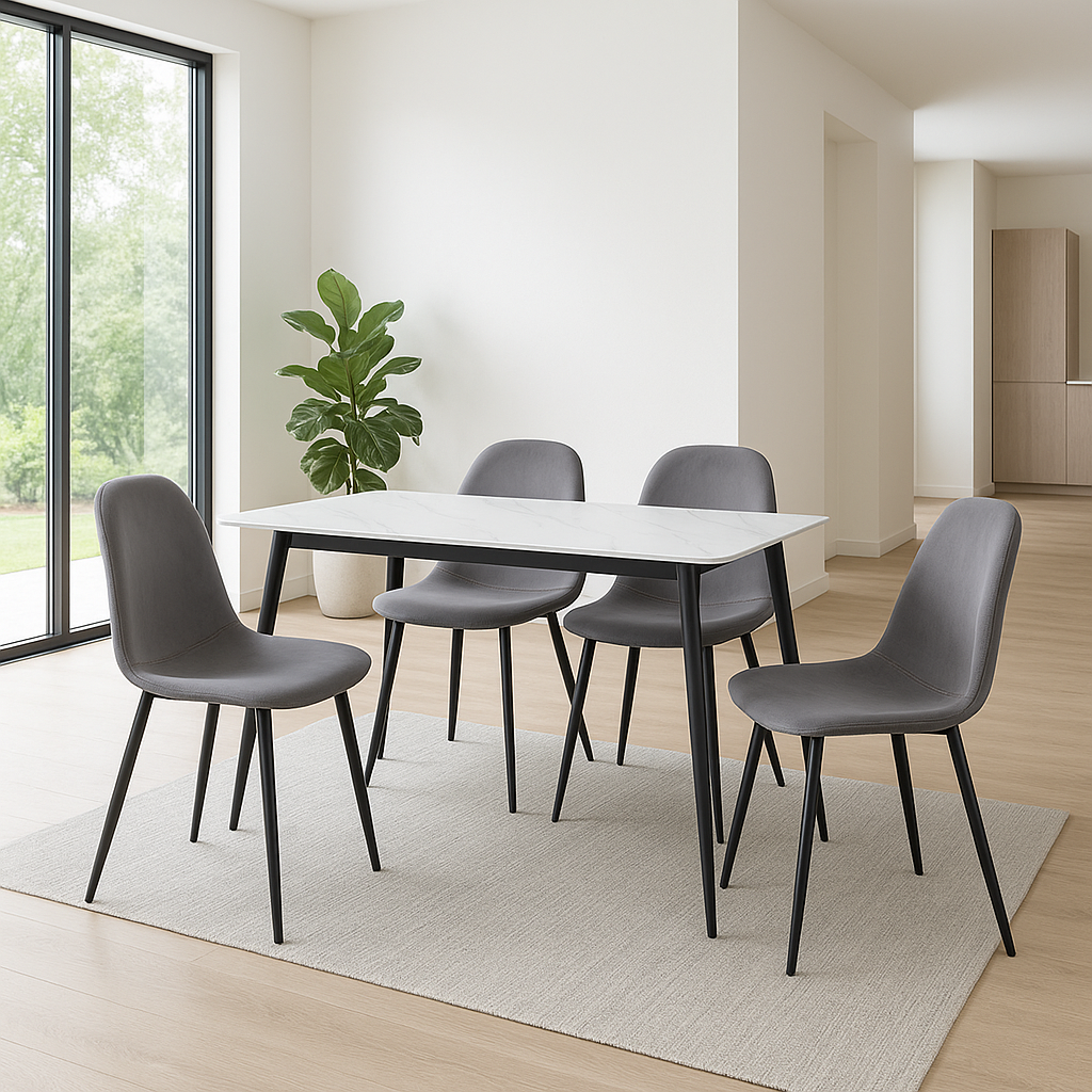 SET 4X NOVIA STOLICA SIVA + MERCADO TRPEZARIJSKI STOL