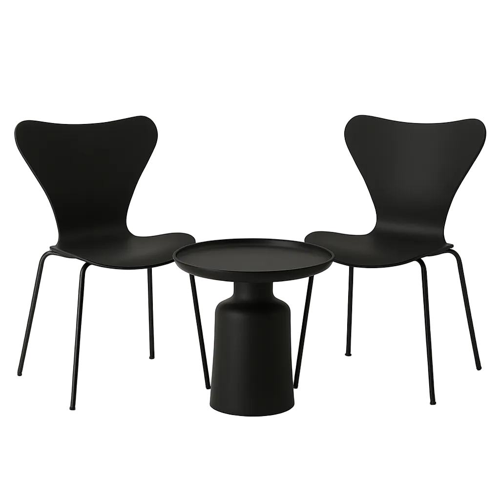 SET MONO KLUB STOL + 2X PRISM CRNA TRPEZARIJSKA STOLICA