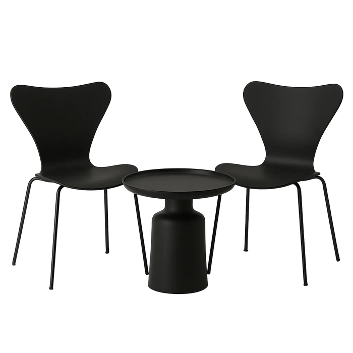 SET MONO KLUB STOL + 2X PRISM CRNA TRPEZARIJSKA STOLICA