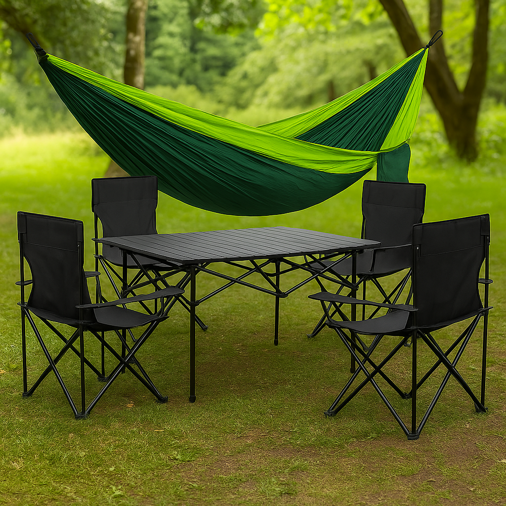 KAMPING COMBO - 4X KAMPING STOLICE + VELIKI STOL + HAMMOCK GRATIS