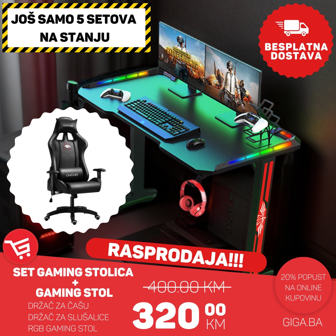 MASAŽNA GAMING CHAHO STOLICA + RGB GAMING STOL