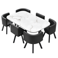 HOMARA SET 6X CRNA STOLICA PU + BIJELI STOL