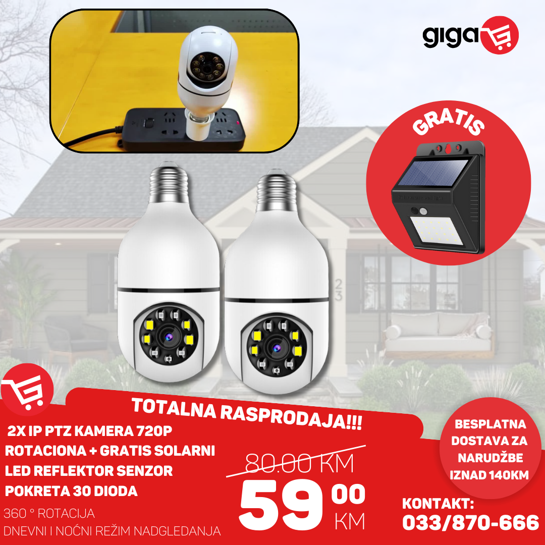 2x IP PTZ KAMERA 720P + GRATIS LED SOLARNI REFLEKTOR