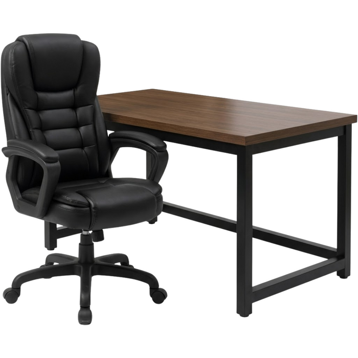 SET EOS KANCELARIJSKI STOL 100x60 CRNI + MIRAGE KANCEALRIJSKA STOLICA YT-809 PU CRNA