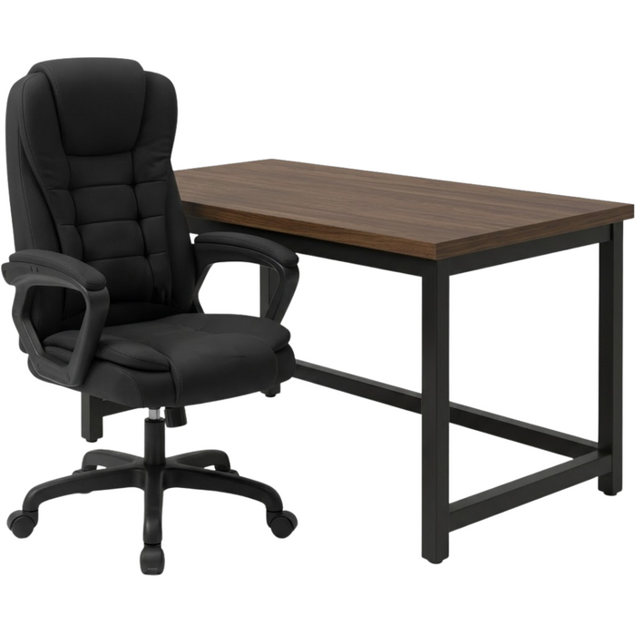 SET EOS KANCELARIJSKI STOL 100x60 CRNI + MIRAGE KANCEALRIJSKA STOLICA YT-809 PLATNO CRNA