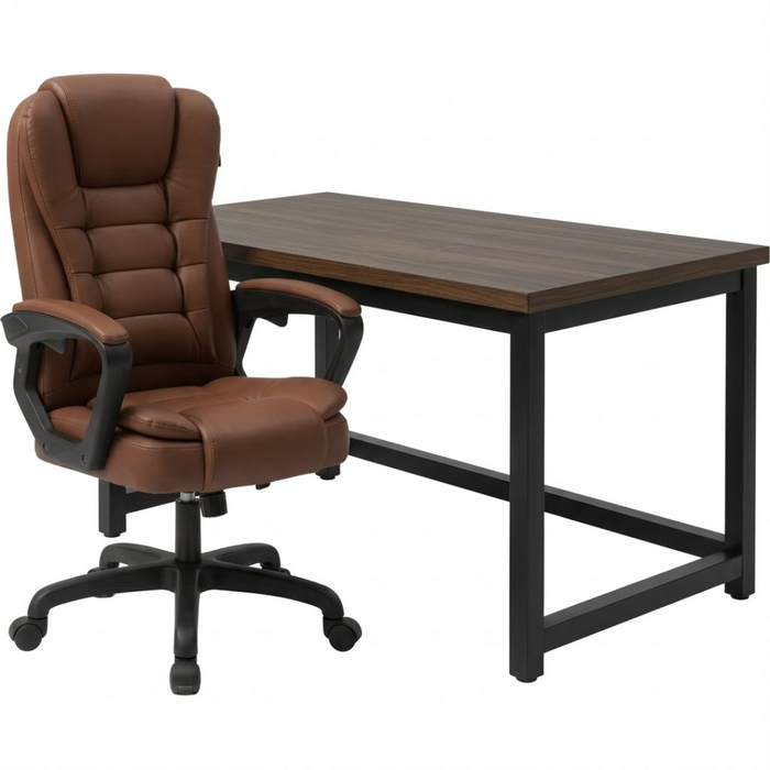 SET EOS KANCELARIJSKI STOL 100x60 CRNI + MIRAGE KANCEALRIJSKA STOLICA YT-809 PU SMEĐA