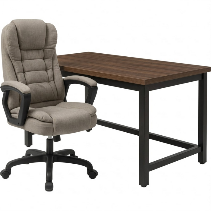 SET EOS KANCELARIJSKI STOL 100x60 CRNI + MIRAGE KANCEALRIJSKA STOLICA YT-809 PLATNO KHAKI