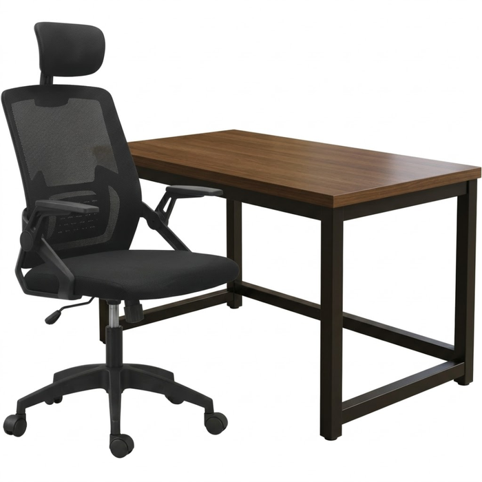 SET EOS KANCELARIJSKI RADNI STOL CRNI + COMFORT ergonomska stolica YT-588 CRNA-CRNA