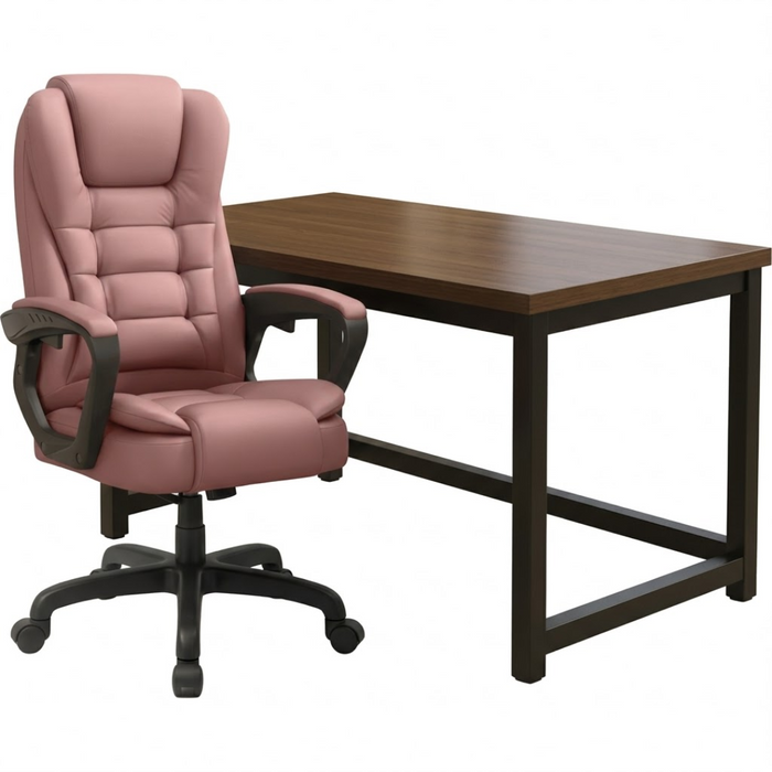 SET EOS KANCELARIJSKI STOL 100x60 CRNI + MIRAGE KANCEALRIJSKA STOLICA YT-809 PU ROZA