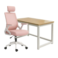 SET EOS KANCELARIJSKI RADNI STOL BIJELI + COMFORT ergonomska stolica YT-588 BIJELA-ROZA