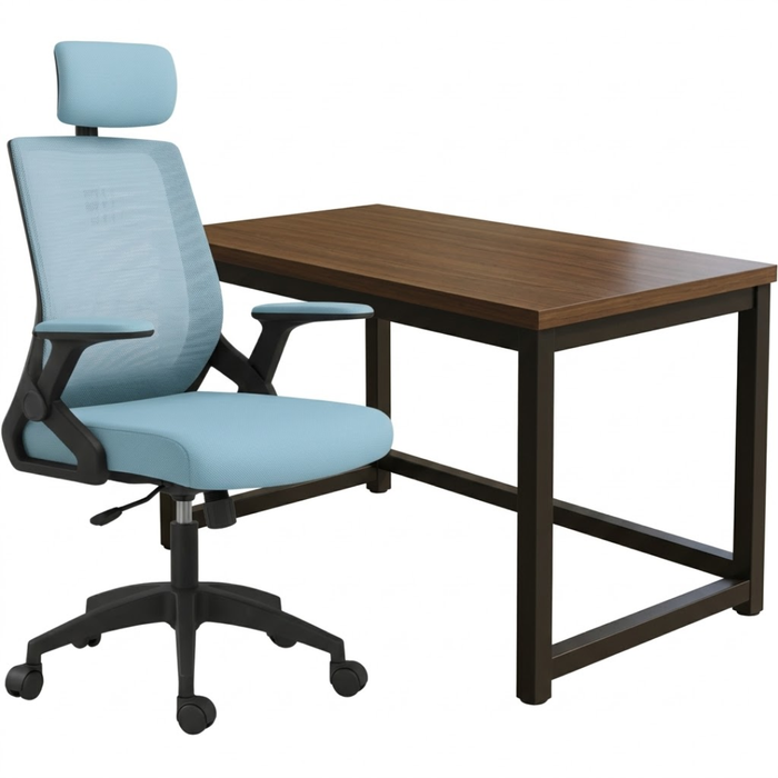 SET EOS KANCELARIJSKI RADNI STOL CRNI + COMFORT ergonomska stolica YT-588 CRNA-PLAVA