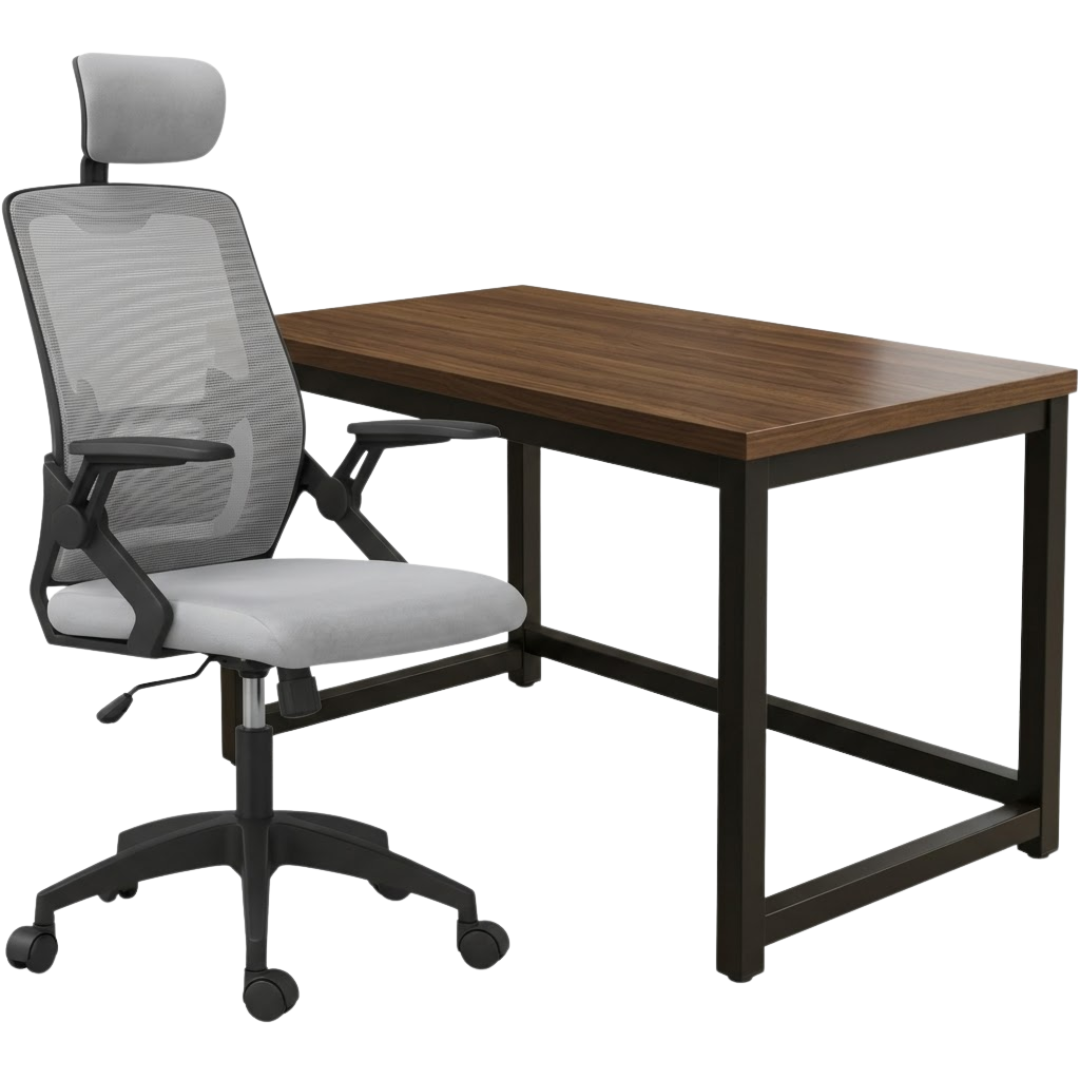 SET EOS KANCELARIJSKI RADNI STOL CRNI + COMFORT ergonomska stolica YT-588 CRNA-SIVA