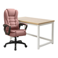 SET EOS KANCELARIJSKI STOL 100x60 BIJELI + MIRAGE KANCEALRIJSKA STOLICA YT-809 PU ROZA