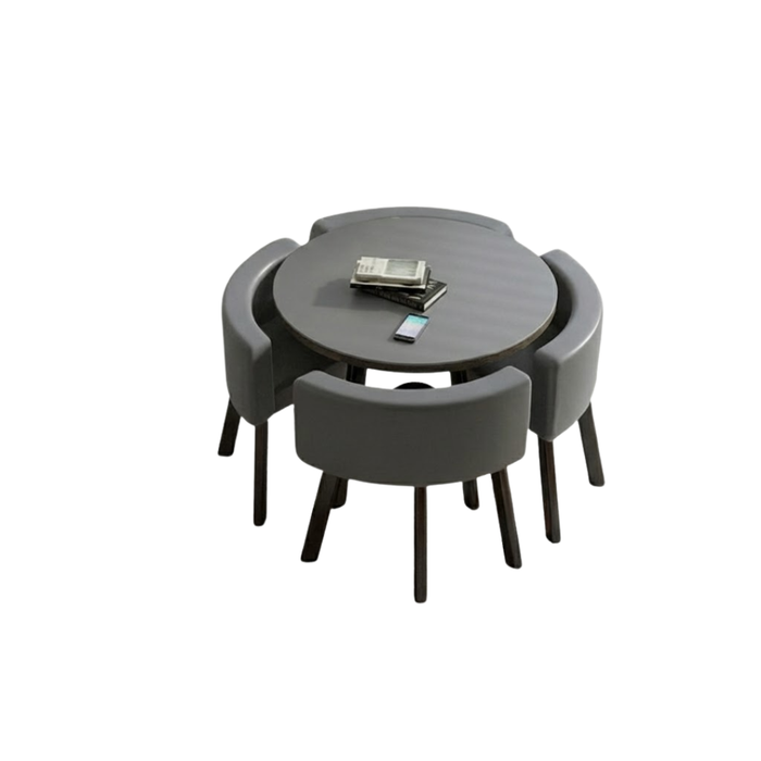 VLADI SET 4X TAMNO SIVA STOLICA PU + SIVI STOL