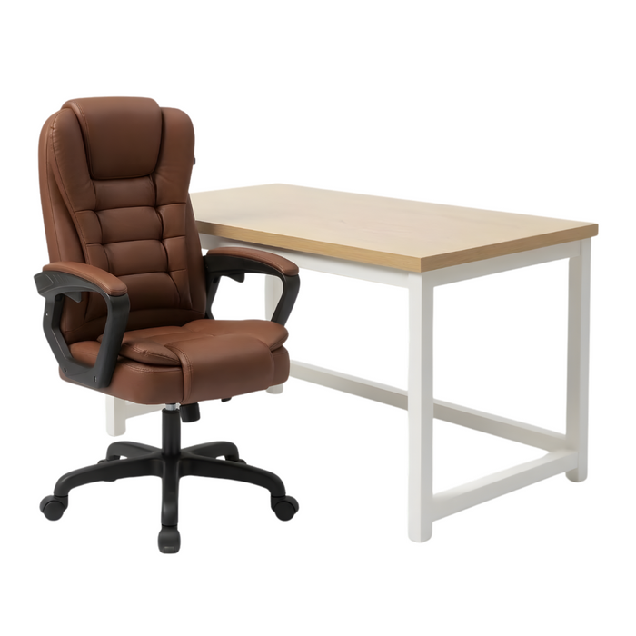 SET EOS KANCELARIJSKI STOL 100x60 BIJELI + MIRAGE KANCEALRIJSKA STOLICA YT-809 PU SMEĐA