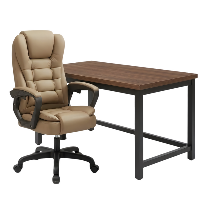 SET EOS KANCELARIJSKI STOL 100x60 CRNI + MIRAGE KANCEALRIJSKA STOLICA YT-809 PU KHAKI