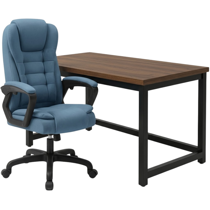 SET EOS KANCELARIJSKI STOL 100x60 CRNI + MIRAGE KANCEALRIJSKA STOLICA YT-809 PLATNO PLAVA