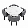 SKAYA SET 4X TAMNO SIVA STOLICA FABRIC + BIJELI STOL