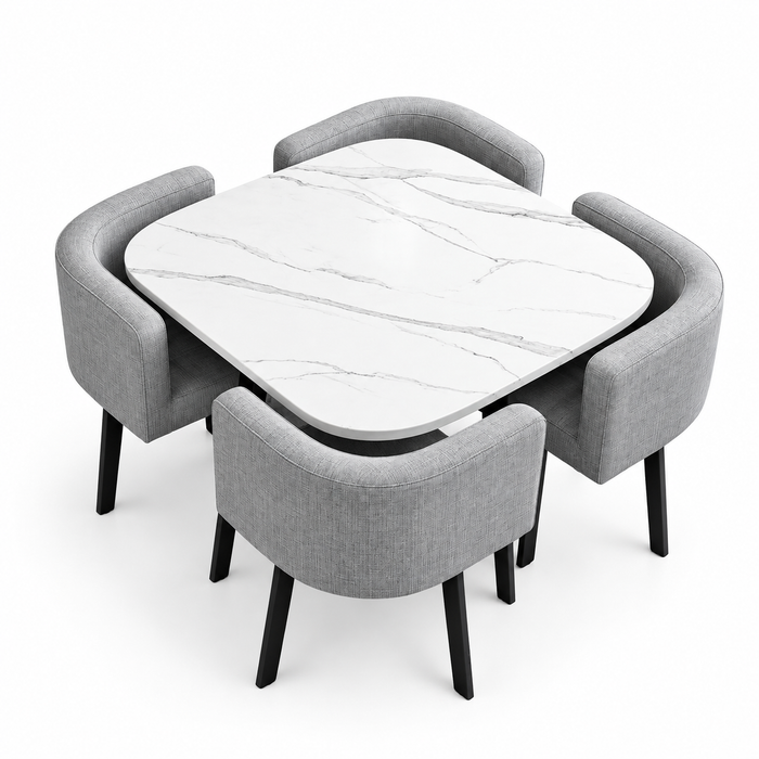 SKAYA SET 4X SIVA STOLICA PLATNO + BIJELI STOL