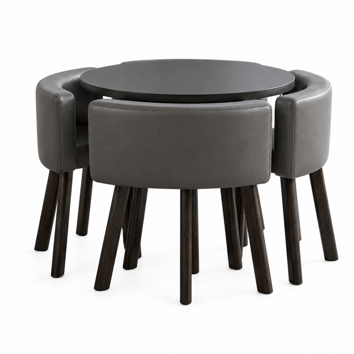 VLADI SET 4X TAMNO SIVA STOLICA PU + SIVI STOL